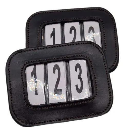 Kopf Nummer Leder zum anklicken Schwarz / Braun Glattleder uni Turnier Nummern Kopfnummern Turniernummern