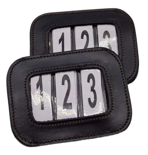 Kopf Nummer Leder zum anklicken Schwarz / Braun Glattleder uni Turnier Nummern Kopfnummern Turniernummern