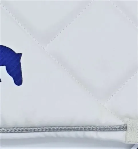 Dressur Springen Turnier Schabracke Wei� Glanz Stoff Mitteldick Waben Turnierschabracke