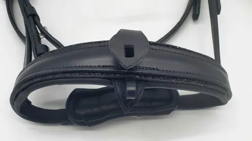 CROWN Minishetty Shetty Welsh Trense abnehmbarer Sperrriemen Englisch Leder Glitzer Genick u Nasenriemen + Z�gel