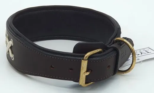 Lederhalsband LACE Zierkordel Kreuz Stick unterlegt Halsband LEDER Breit sehr stabil M L XL