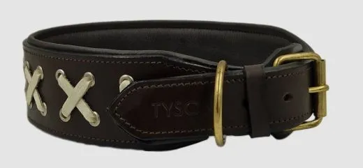 Lederhalsband LACE Zierkordel Kreuz Stick unterlegt Halsband LEDER Breit sehr stabil M L XL