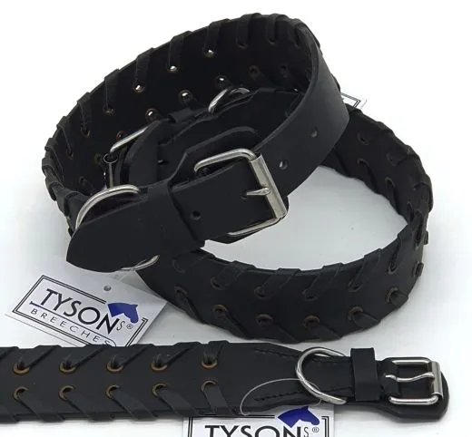 Lederhalsband Leder Schwarz Breit Hohe Zugkraft FADE Zierkordel am Rand Halsband LEDER Breit sehr stabil M L XL