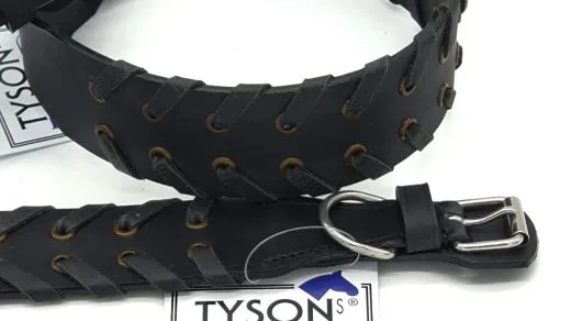 Lederhalsband Leder Schwarz Breit Hohe Zugkraft FADE Zierkordel am Rand Halsband LEDER Breit sehr stabil M L XL