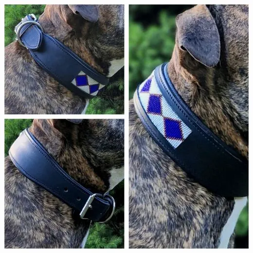 Lederhalsband Apach Indianer Schwarz Perlen Schwarz Braun Unterlegt Halsband LEDER Breit sehr stabil M L XL Hohe Zugkraft