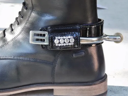 Sporenschutz Leder Stiefelschutz Strass Glitzer Schwarz Braun + Lack
