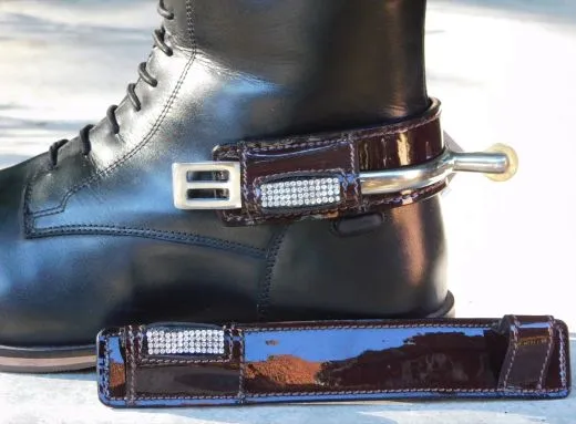 Sporenschutz Leder Stiefelschutz Strass Glitzer Schwarz Braun + Lack