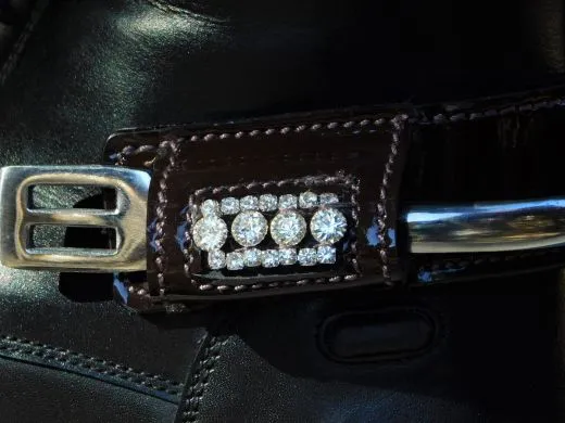 Sporenschutz Leder Stiefelschutz Strass Glitzer Schwarz Braun + Lack