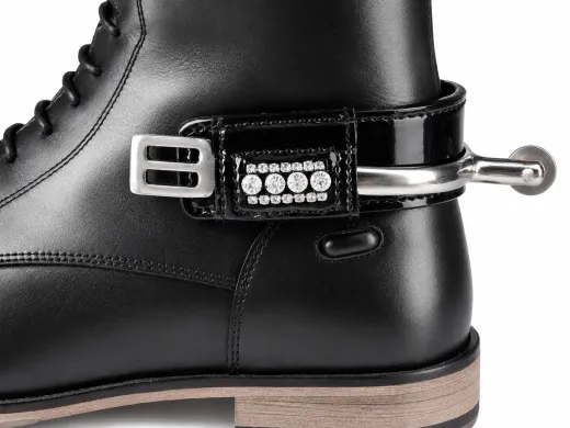 Sporenschutz Leder Stiefelschutz Strass Glitzer Schwarz Braun + Lack Sporen Stiefel Schutz 1 Paar = 2 St�ck