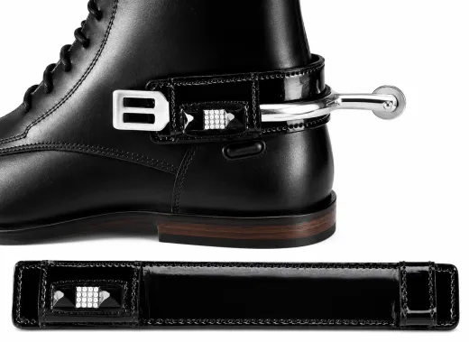 Sporenschutz Leder Stiefelschutz Strass Glitzer Schwarz Braun + Lack Sporen Stiefel Schutz 1 Paar = 2 St�ck
