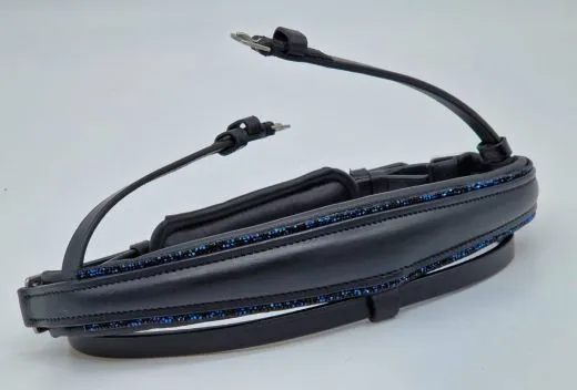 Nasenst�ck OHNE Kopfst�ck! Blue Leder ergonomisch Glitzer Schwedische Umlenkverschnallung VB WB XF