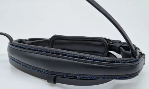 Nasenst�ck OHNE Kopfst�ck! Blue Leder ergonomisch Glitzer Schwedische Umlenkverschnallung VB WB XF