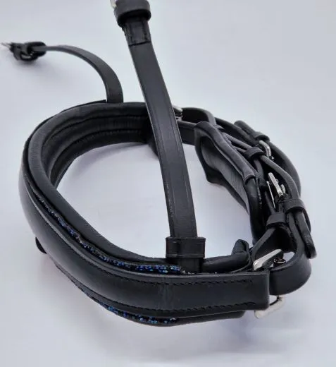 Nasenst�ck OHNE Kopfst�ck! Blue Leder ergonomisch Glitzer Schwedische Umlenkverschnallung VB WB XF