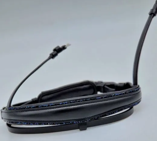 Nasenst�ck OHNE Kopfst�ck! Blue Leder ergonomisch Glitzer Schwedische Umlenkverschnallung VB WB XF