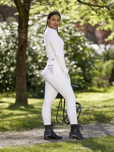 Reithose Turnier Nina Grip Silicon Schlupf Reinwei� 34 RAUS PREIS