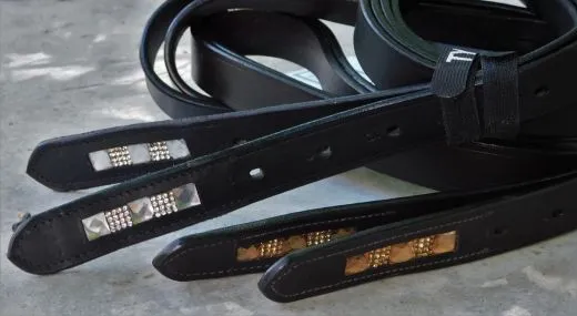 Steigb�gelriemen LIZ Schwarz Braun Glitzer Strass 145 155 165 cm B�gelriemen