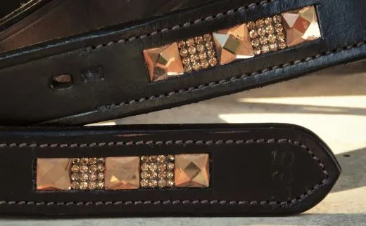 Steigb�gelriemen LIZ Schwarz Braun Glitzer Strass 145 155 165 cm B�gelriemen