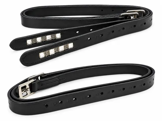 Steigb�gelriemen LIZ Schwarz Glitzer Strass 145 155 165 cm B�gelriemen Glitzersteigb�gelriemen