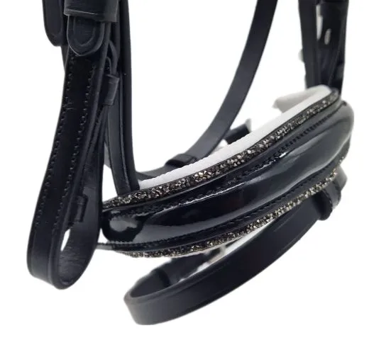 Trense Nobless Minishetty Mini Shetty Welsh Glitzer Lack ergonomisch / anatomisch geformt Leder MS S