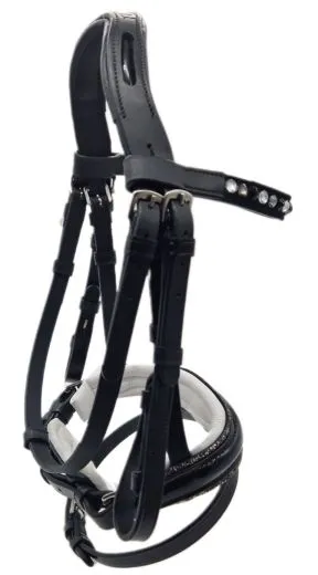 Trense Nobless Minishetty Mini Shetty Welsh Glitzer Lack ergonomisch / anatomisch geformt Leder MS S