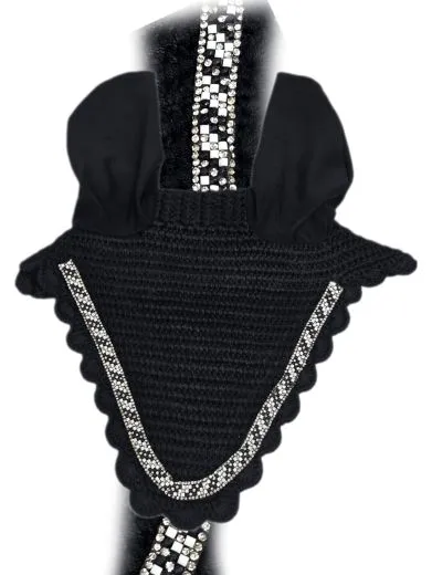 Fliegenhaube Blue BW Royal Rosi Gray Fliegenmaske Strass Fliegenohren VB WB X - Full ~ Kaltblut