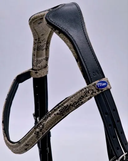 Snake Leder Trense Umlenkverschnallung ergonomisch Genickaussparung Ohrenfreiheit + Z�gel VB WB XFULL