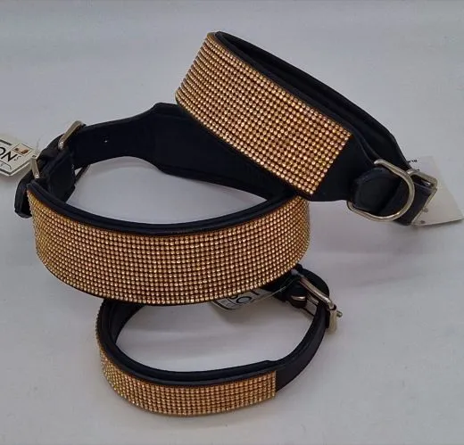Halsband FUNKY Glitzer Total M L XL EXTRA Breit Gold Farben Starke Zugkraft Funky GO SI