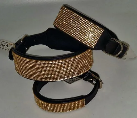Halsband FUNKY Glitzer Total M L XL EXTRA Breit Gold Farben Starke Zugkraft Funky GO SI
