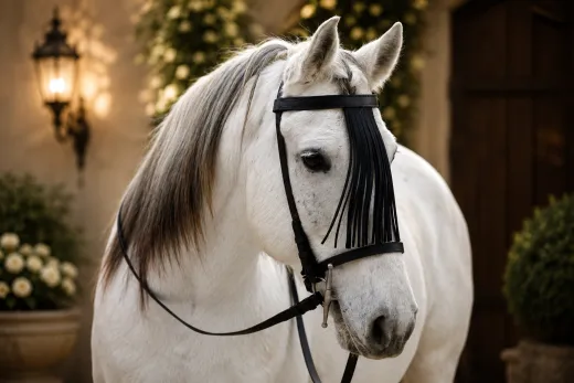 Paolo Barock Spanische Vaquero Zaum Trense Leder VB WB Ex Full Lederfransen - Frontalera Schwarz incl. Lederz�gel