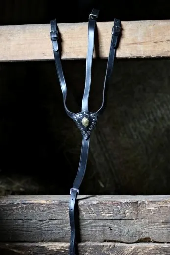 Vorderzeug f�r ein Prunkhalfter - Sto�z�gel Leder Schwarz B - WARE VB WB XFULL Prunkvorderzeug Kaltblut Noriker