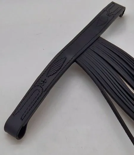 Stirnband PAOLO spanisch Stirnriemen Schwarz Fransen Frotalera Pony VB WB Leder Fransenstirnband gerade