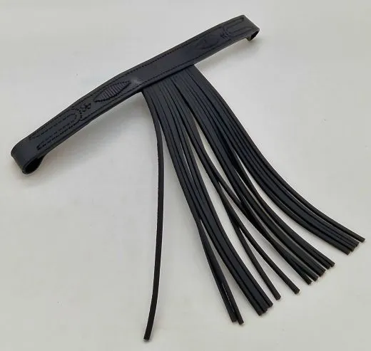 Stirnband PAOLO spanisch Stirnriemen Schwarz Fransen Frotalera Pony VB WB Leder Fransenstirnband gerade