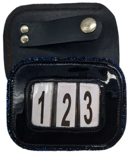 Kopfnummern Leder BLUE Blau Schwarz Glitzer Blau Schwarz Kopf Nummern Turnier Klick Lasche Lack / Glatt