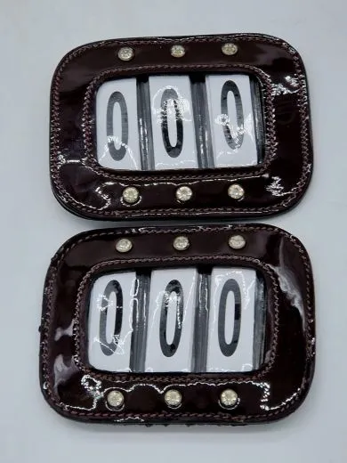 Kopfnummern Turnier Nummern Strass Glitzer Glatt + Lack Leder Braun Schwarz 1 Paar