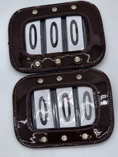 Kopfnummern Turnier Nummern Strass Glitzer Glatt + Lack Leder Braun Schwarz 1 Paar
