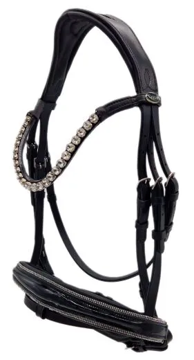 Leder Trense Schwarz DONNA Lack Glitzer VB, WB, X Full,XXF Kaltblut Zaum Ledertrense Schwedisch + Z�gel Ledertrense
