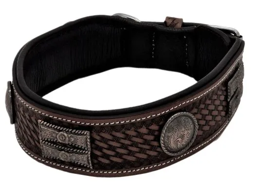 Lederhalsband FALK Breit Leder X L XL Leder Halsband Conchos Schwarz Braun