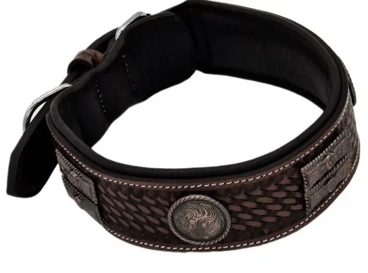 Lederhalsband FALK Breit Leder X L XL Leder Halsband Conchos Schwarz Braun
