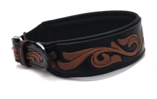 Lederhalsband Rich Breit Leder M L XL Leder Halsband Schwarz Braun pun�zie�rt