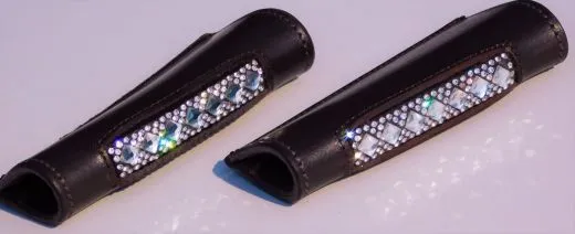 Stulpen f�r Steigb�gelriemen Strass Glitzer Braun o Schwarz Loops