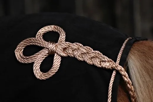 Paradedecke Fleece Anti Pilling Abschwitzdecke mit Kragen ZARAA Schwarz Silber- Goldfarben Rosegold 70 80 90 100 110 cm