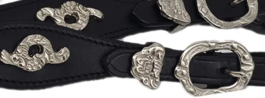 Z�gel Barock / Spanisch Leder / Gurtmaterial Gewellt Barockschnallen Schwarz Braun / Cognac 2,60 -2,80 3 Meter 3,2 Meter