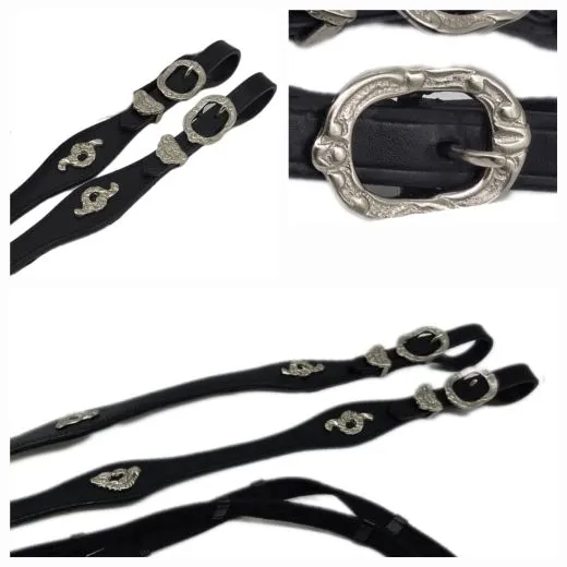 Z�gel Barock / Spanisch Leder / Gurtmaterial Gewellt Barockschnallen Schwarz Braun / Cognac 2,60 -2,80 3 Meter 3,2 Meter