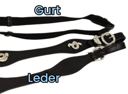 Z�gel Barock / Spanisch Leder / Gurtmaterial Gewellt Barockschnallen Schwarz Braun / Cognac 2,60 -2,80 3 Meter 3,2 Meter