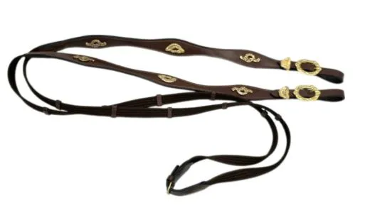 Z�gel Barock / Spanisch Leder / Gurtmaterial Gewellt Barockschnallen Schwarz Braun / Cognac 2,60 -2,80 3 Meter 3,2 Meter