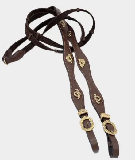 Z�gel Barock / Spanisch Leder / Gurtmaterial Gewellt Barockschnallen Schwarz Braun / Cognac 2,60 -2,80 3 Meter 3,2 Meter