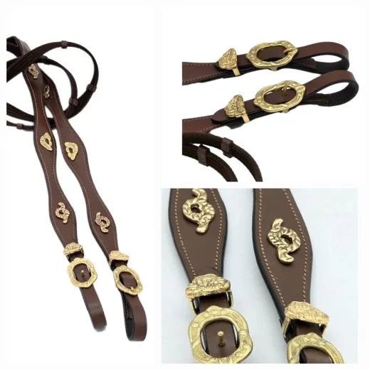 Z�gel Barock / Spanisch Leder / Gurtmaterial Gewellt Barockschnallen Schwarz Braun / Cognac 2,60 -2,80 3 Meter 3,2 Meter