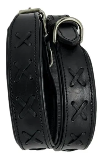 Halsband Zierstick Schwarz Leder Hundehalsband 38-44 cm Halsumfang Breit 4-4,2 cm Lederhalsband Gr. M