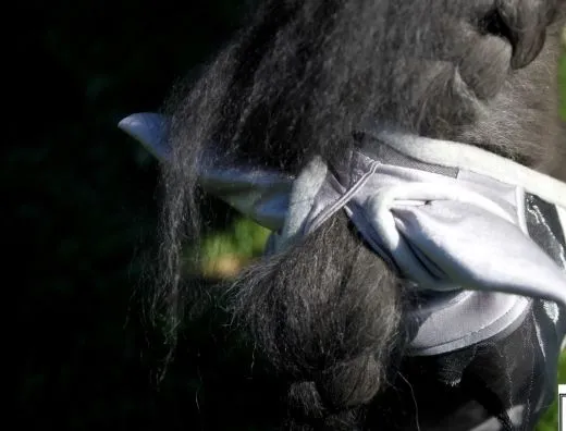 Fliegenhaube - + Lissy MIT Ohren OHNE Nasenschutz Gr. Minishetty Shetty Grau Schwarz Fliegen Haube Fliegenmaske