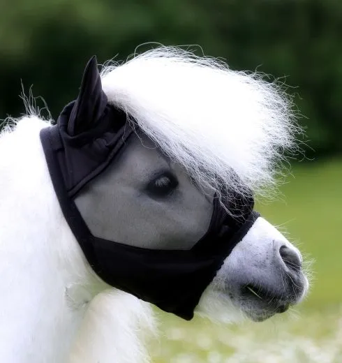 Fliegenhaube - + Lissy MIT Ohr OHNE Nasenschutz Gr. Minishetty Shetty Grau Schwarz Fliegen Haube Fliegenmaske